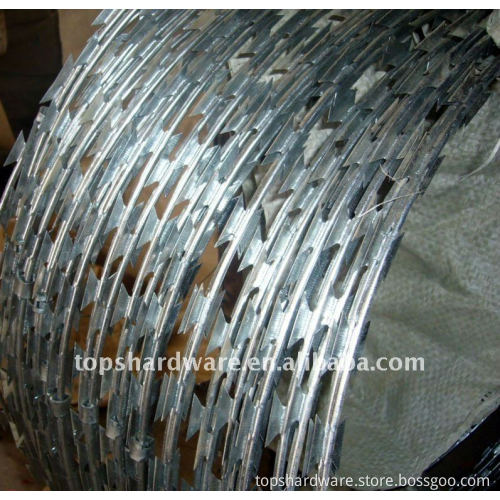 Galvanized razor wire